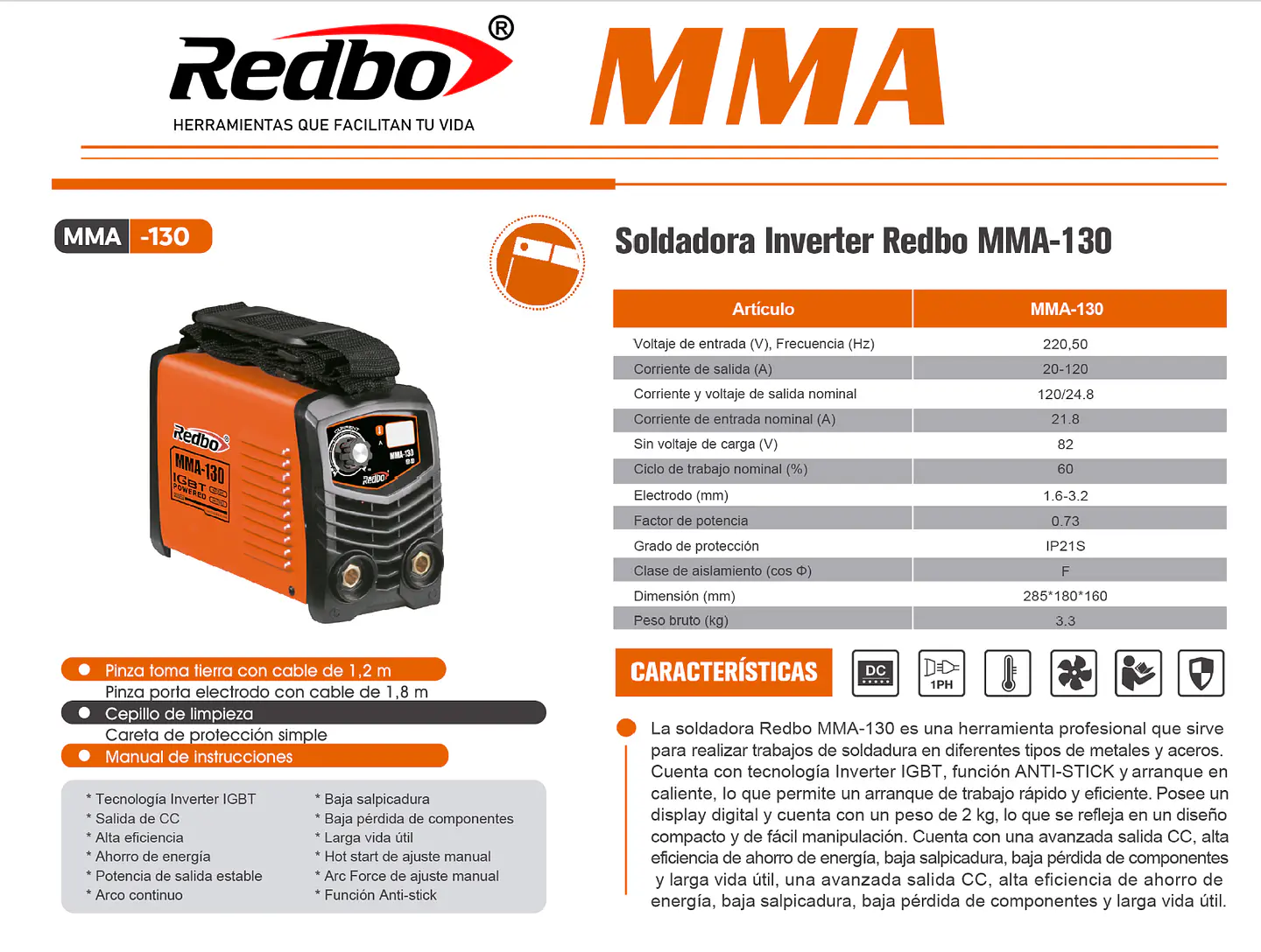  Soldadora Inverter REDBO MMA-130 6
