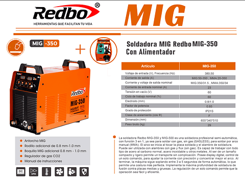 Soldadora REDBO MIG-350