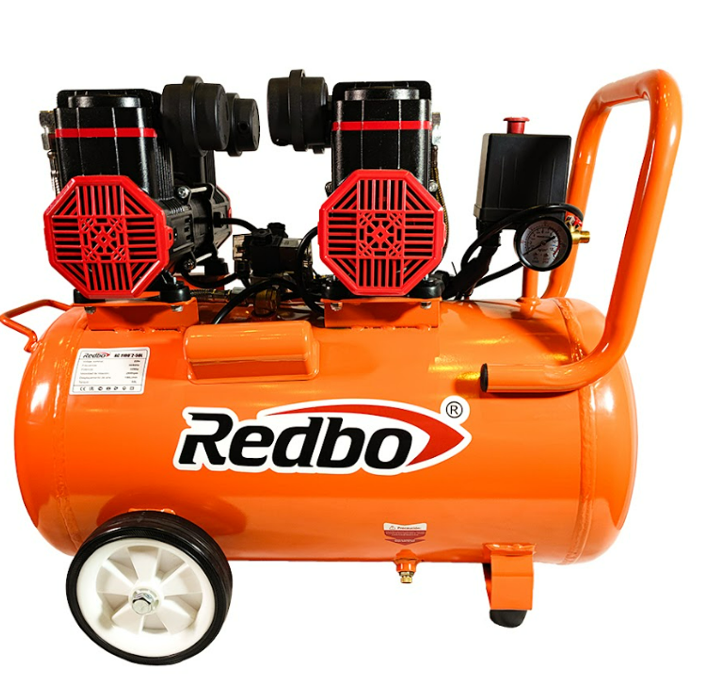 Compresor de Aire Silencioso Redbo AC 1100*2-50L (3 HP, 50 Litros, Libre de Aceite) 1