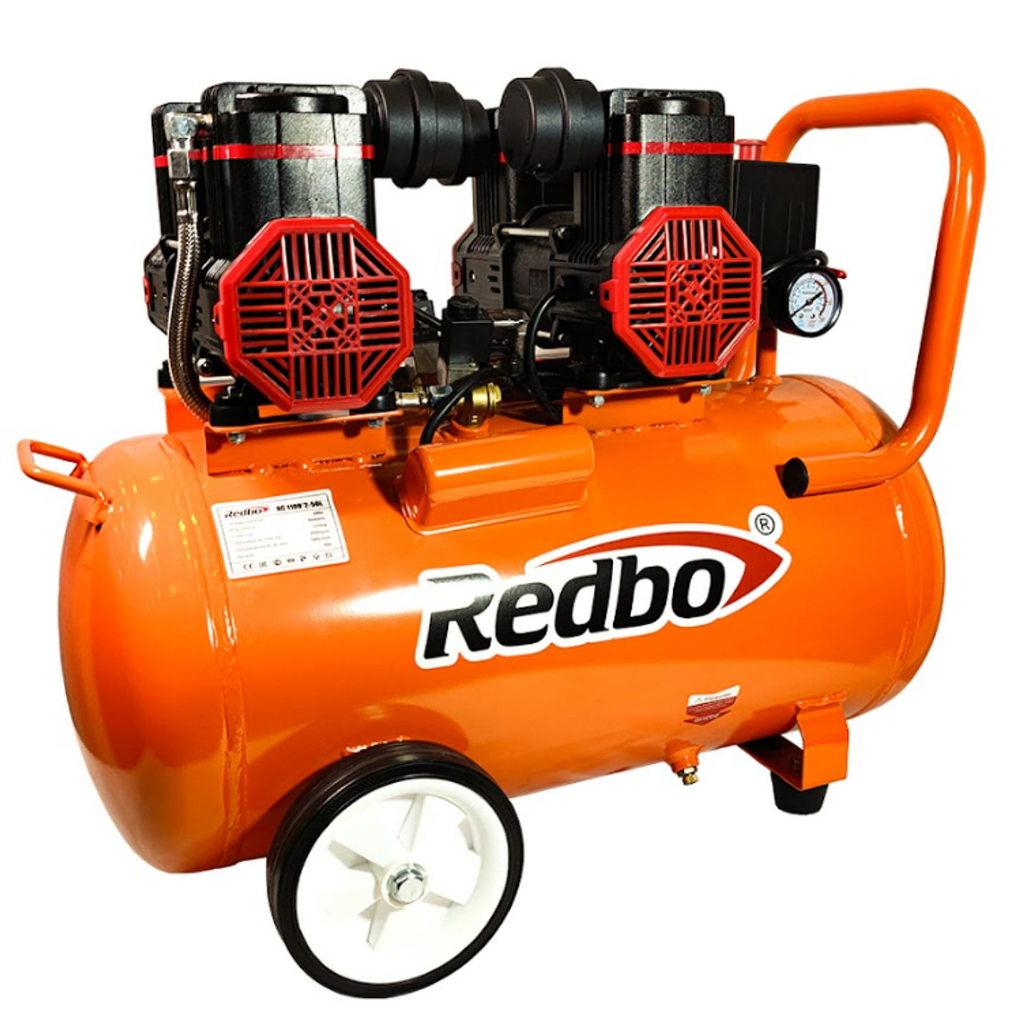 Compresor de Aire Silencioso Redbo AC 1100*2-50L (3 HP, 50 Litros, Libre de Aceite) 3