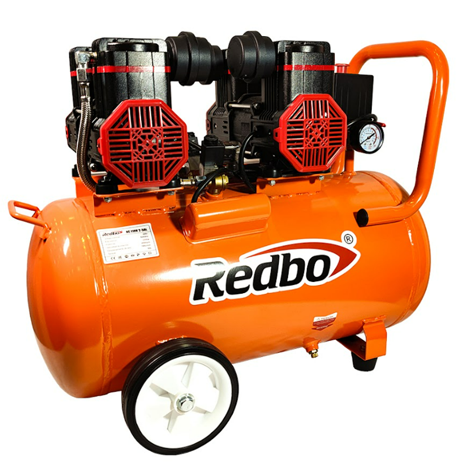 Compresor de Aire Silencioso Redbo AC 1100*2-50L (3 HP, 50 Litros, Libre de Aceite) 3