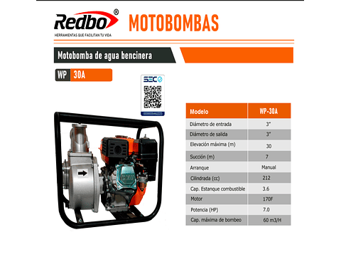 Motobomba bencinera de Agua   WP-30A