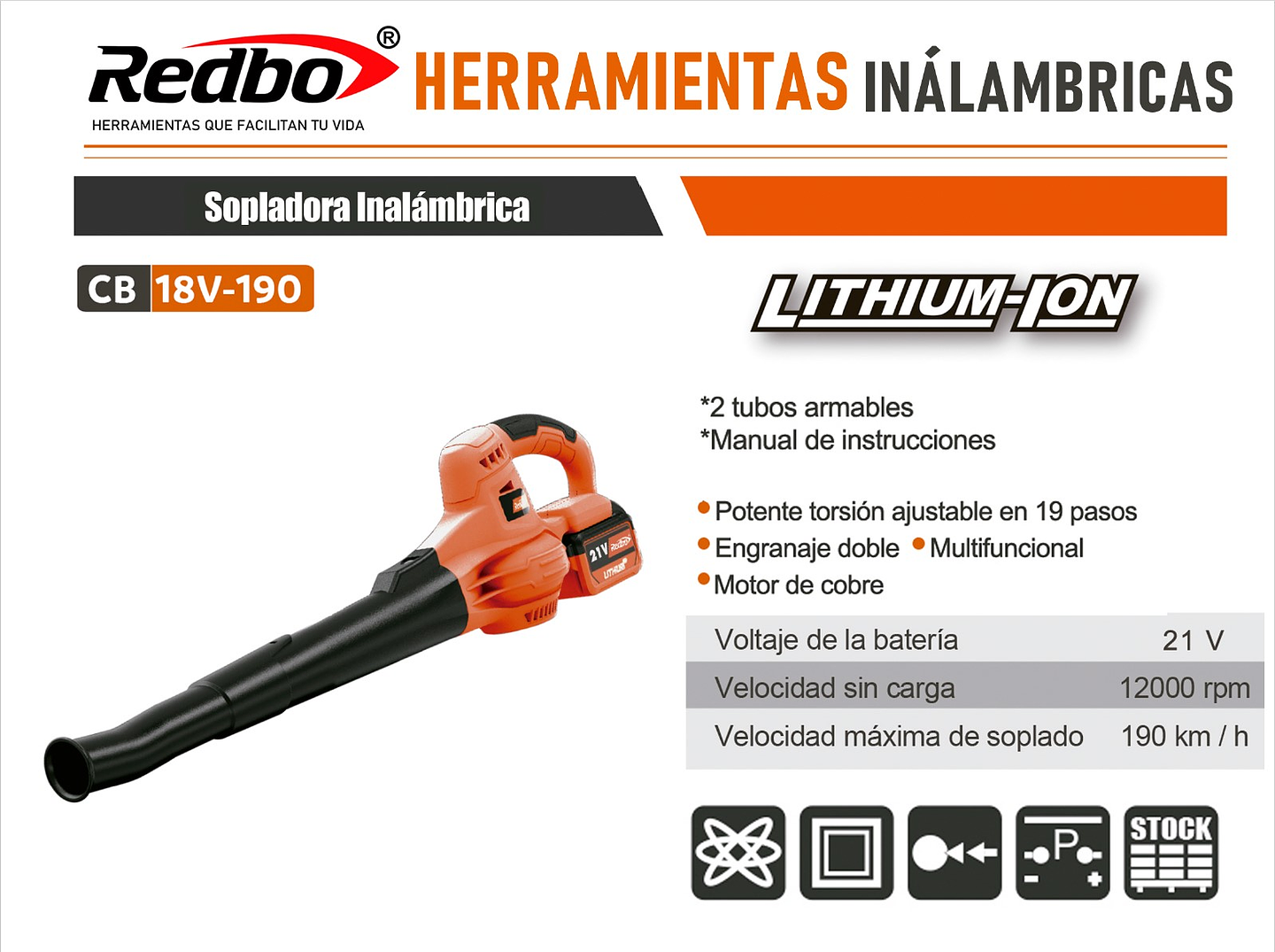 Sopladora Inalámbrica REDBO CB 18V-190 6