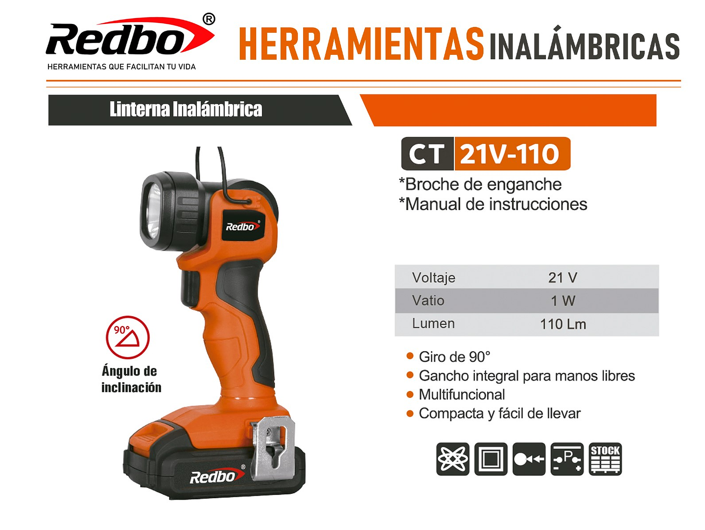 Linterna inalámbrica REDBO CT 21V-110 4