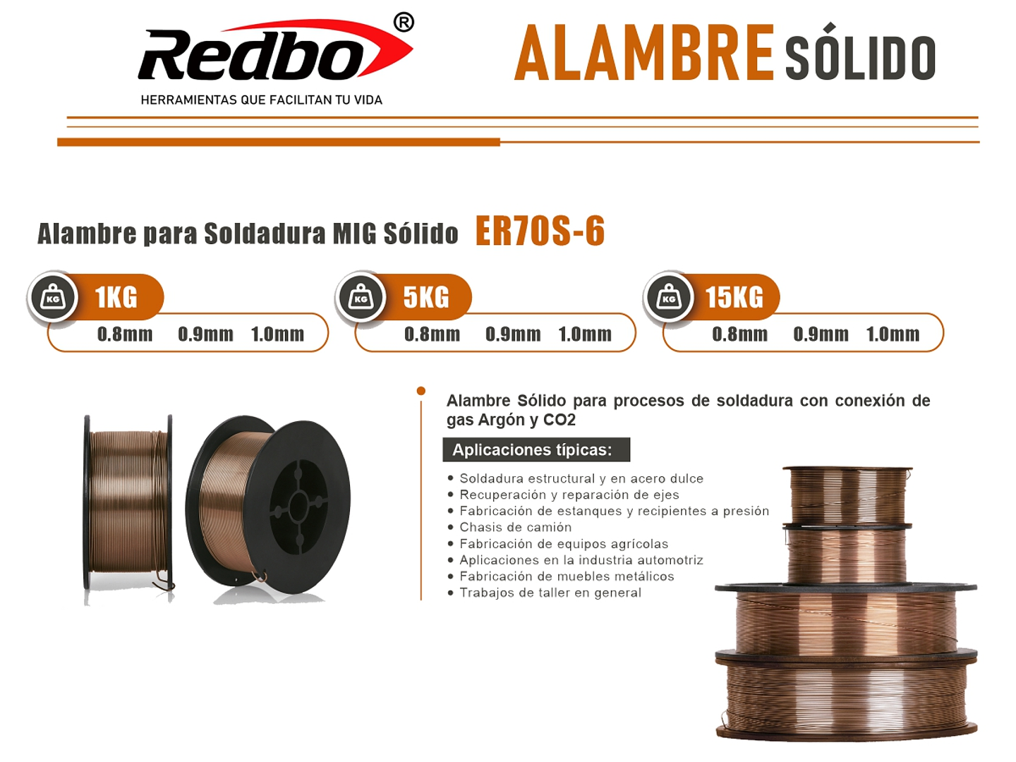Alambre Sólido ER70S-6 1.0mm 1kg 3