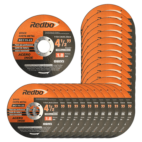 Pack 25und Disco Corte 4 1/2 X 1.0mm Redbo