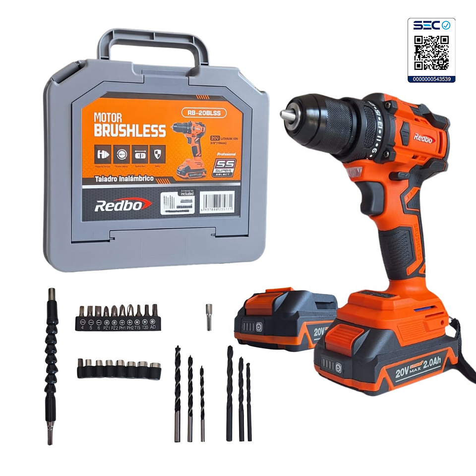 Taladro atornillador Inalámbrico BRUSHLESS 20V 10 mm 1