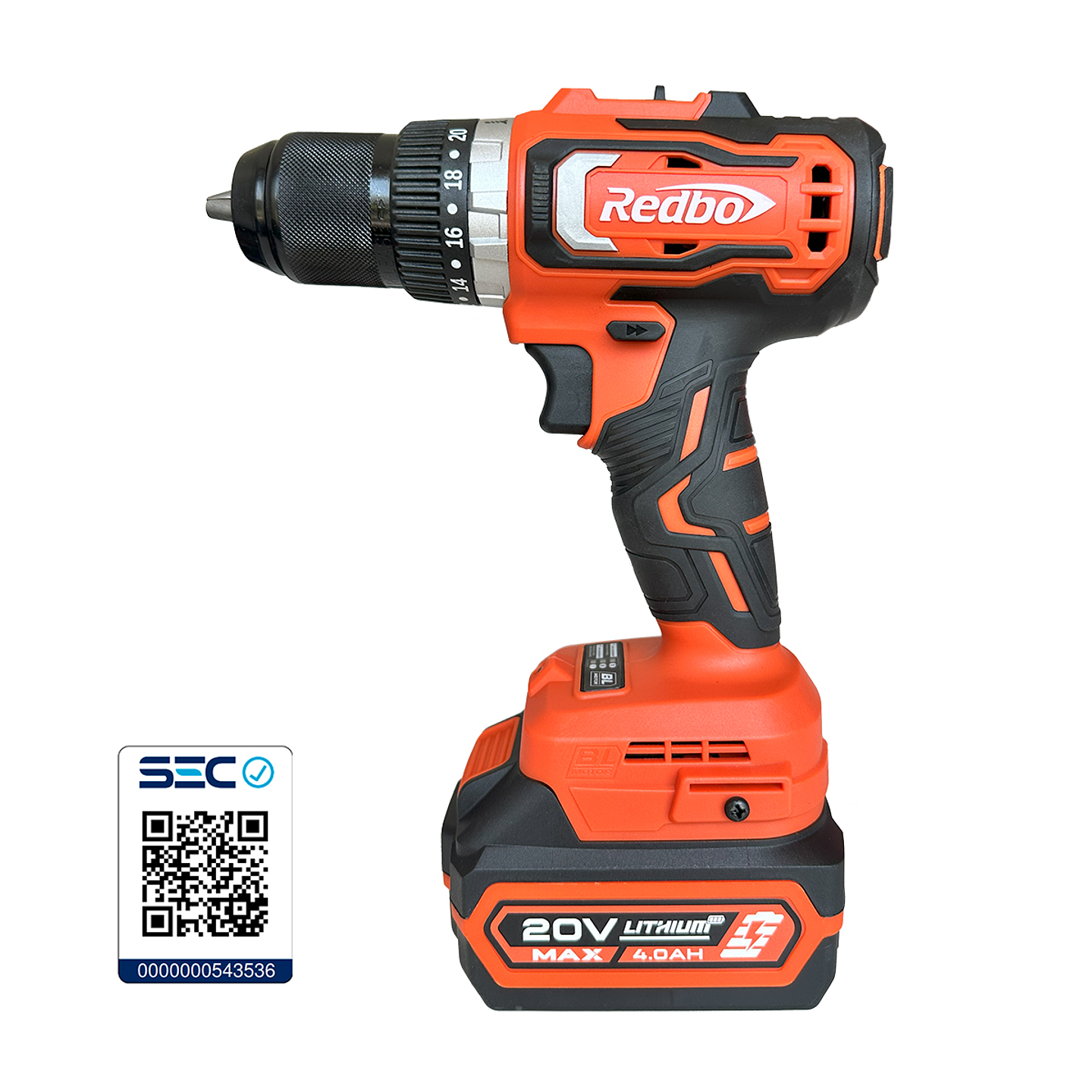 Taladro Percutor Inalámbrico Redbo 20V Brushless (RB-20PBL) Mandril 13mm + 2 Baterías 4.0Ah 2