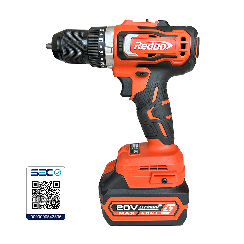 Taladro Percutor Inalámbrico Redbo 20V Brushless (RB-20PBL) Mandril 13mm + 2 Baterías 4.0Ah 2