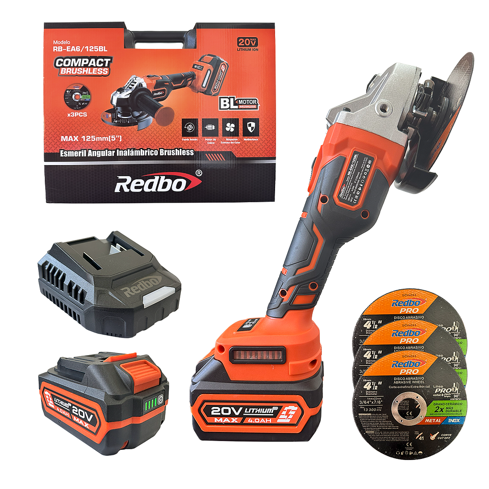 Esmeril Angular Inalámbrico Redbo 20V Brushless (RB-EA6/125BL) 4.5