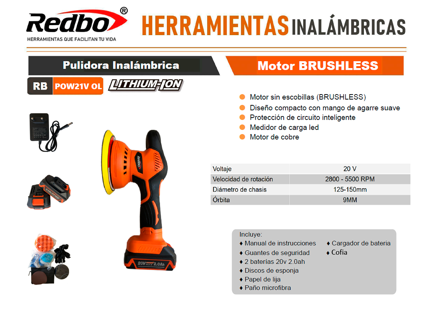 Pulidora Inalámbrica RB-POW21V OL 4