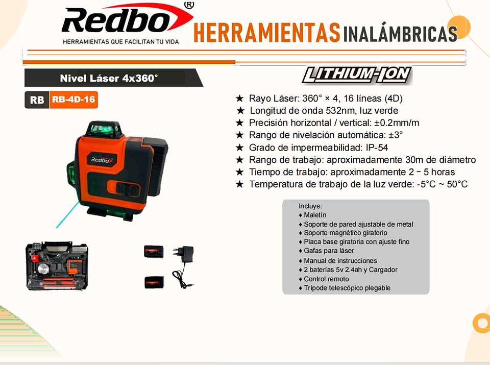 Nivel Laser 4x360° RB-4D-16 5