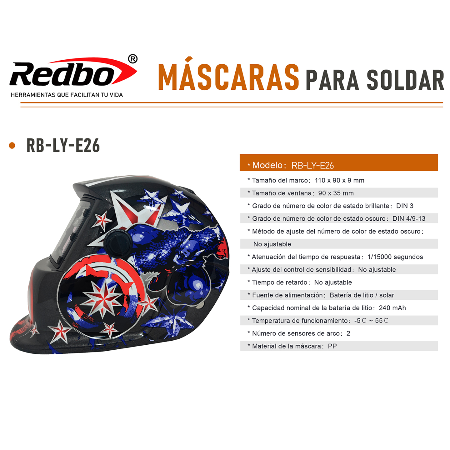 Máscara de soldar Fotosensible REDBO RB-LY-E26 5
