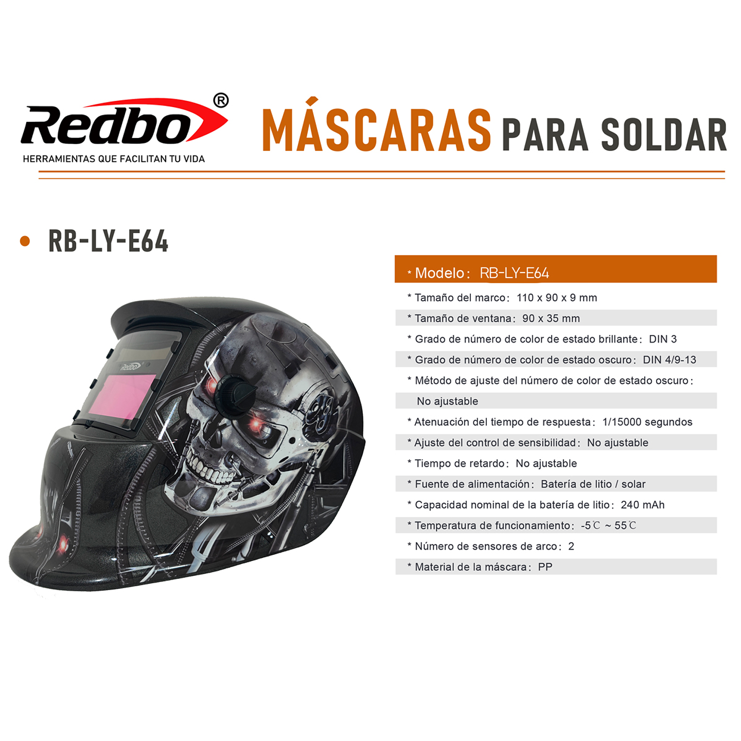 Máscara de soldar Fotosensible REDBO RB-LYE64 5