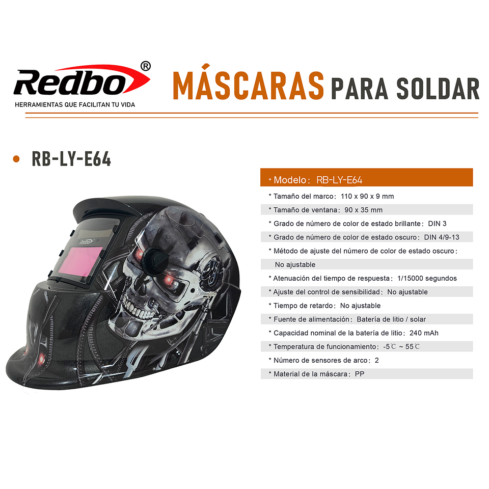 Máscara de soldar Fotosensible REDBO RB-LYE64 5