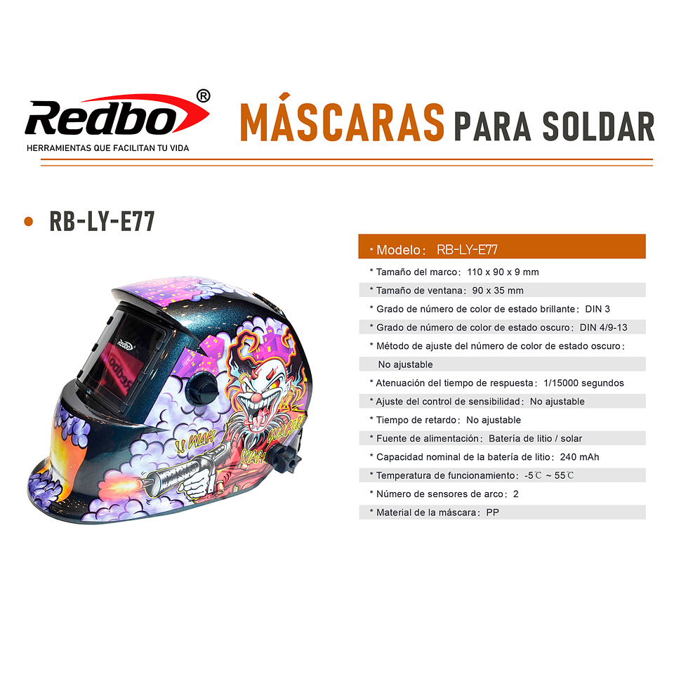  Máscara de soldar Fotosensible REDBO RB-LYE77 5