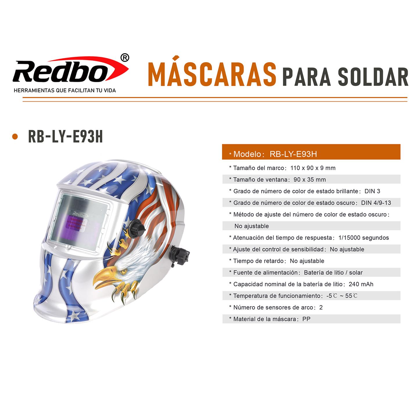 REDBO RB-LY93H 光敏焊接面罩 6