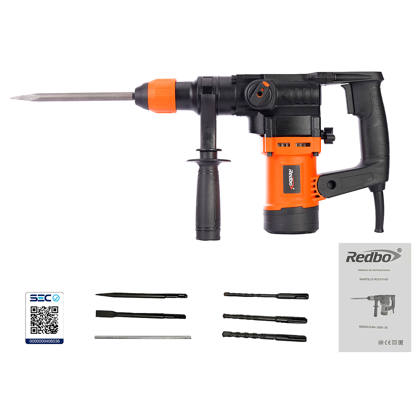Rotomartillo Eléctrico Redbo RH 1000-26 (1000W, Motor Vertical) + Maleta y Accesorios 3