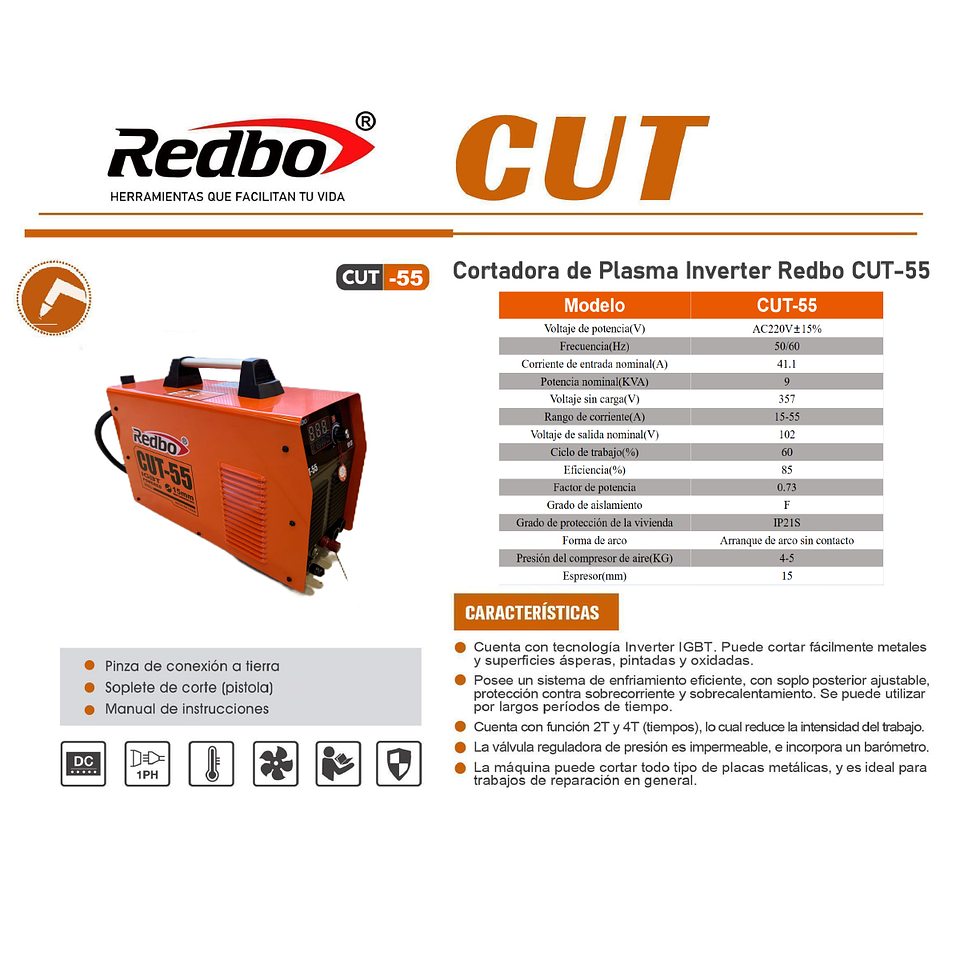 Cortadora de Plasma Inverter CUT-55 REDBO  5