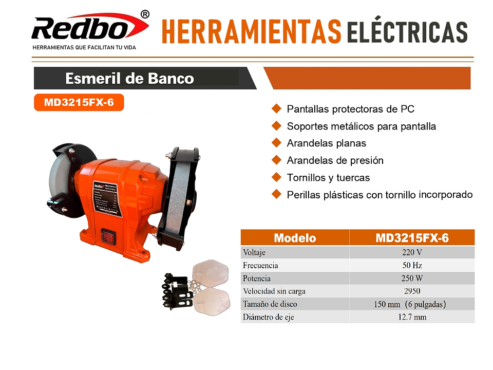Esmeril de Banco Redbo MD3215FX-6 