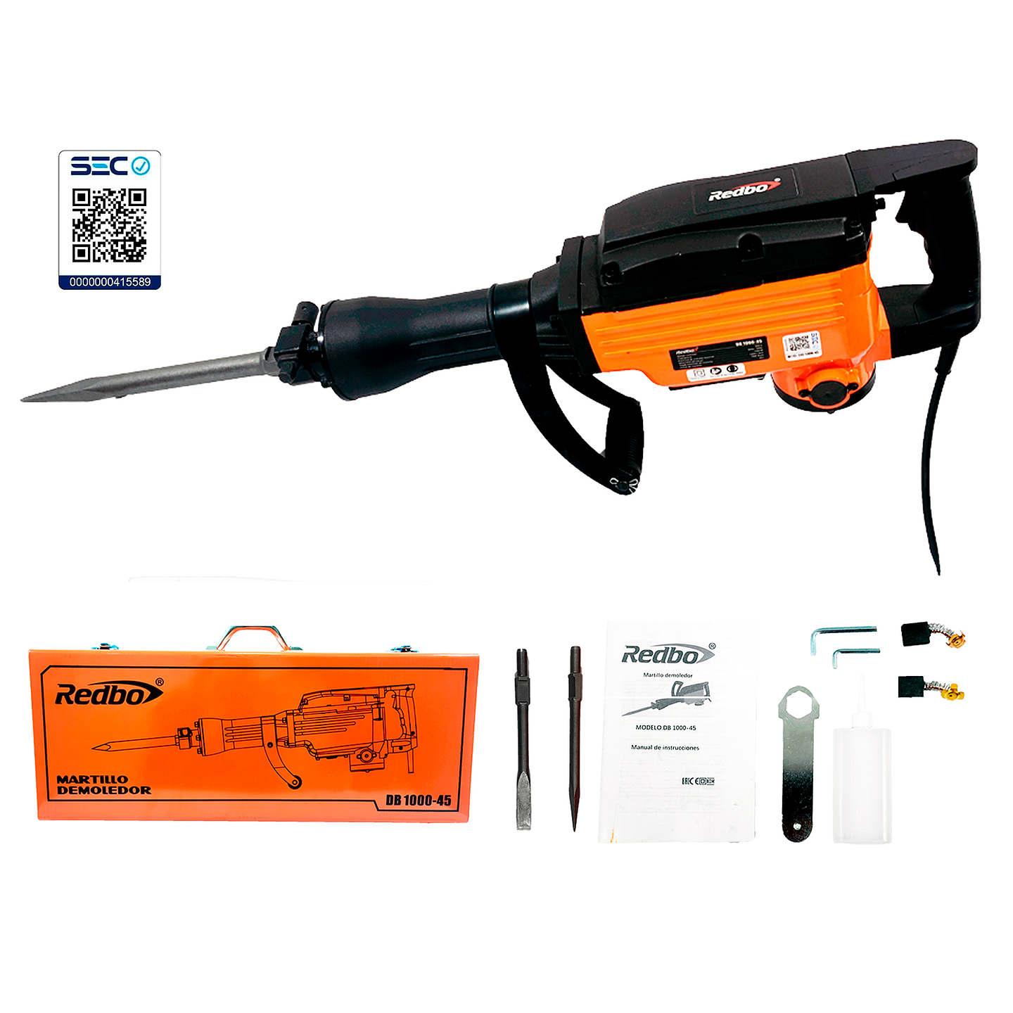 Martillo Demoledor Eléctrico Redbo DB 1000-45 (1100W, 45 Joules) + Maleta Metálica 4