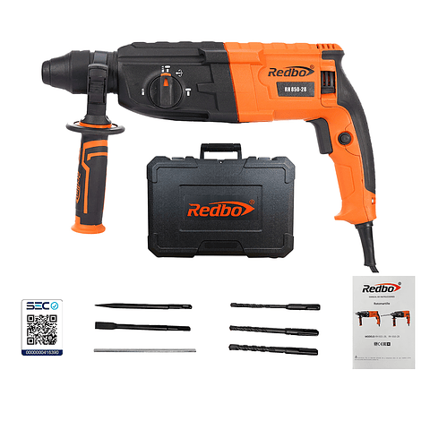 Rotomartillo Eléctrico Redbo RH 850-28 (850W, 3.2 Joules) + Maleta y Accesorios