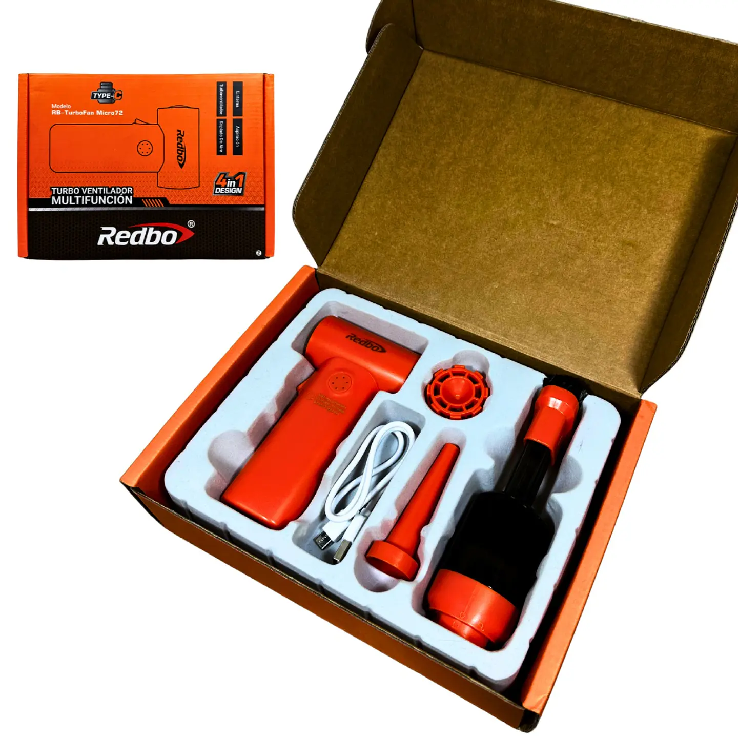 Mini Aspirador y Soplador Portátil 4 en 1 (TurboFan 110.000 RPM) + Linterna 1