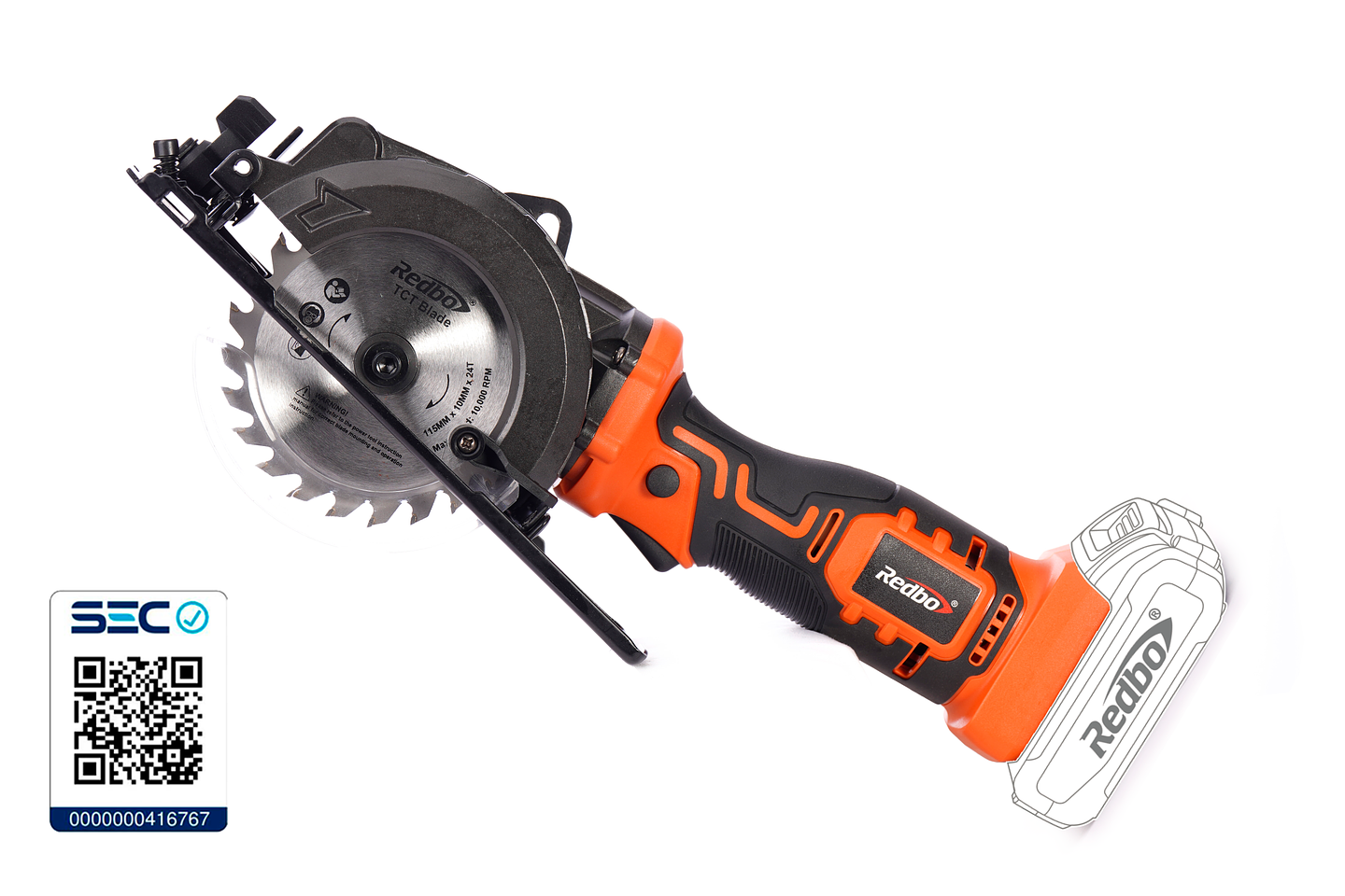 Pack Mini Sierra Circular Inalámbrica Redbo CS 21V-115 (115mm, 21V) + Batería 2.0Ah, Cargador y Disco Extra 4