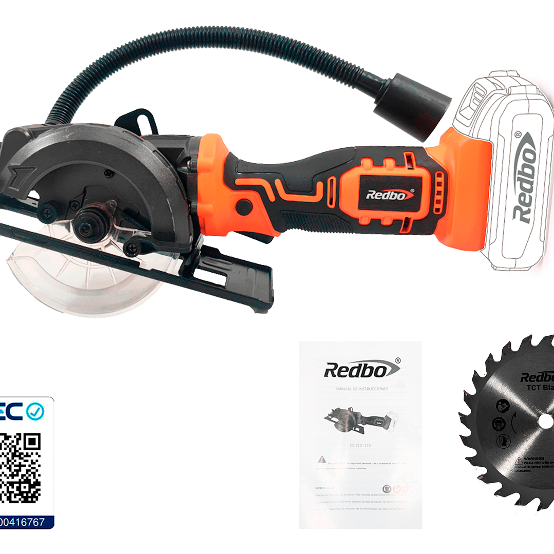 Mini Sierra Circular Inalámbrica REDBO CS 21V-115+Cargador + Batería 2.0ah y Disco de regalo 2