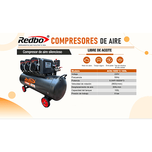 Compresor de aire silencioso REDBO ACN-1600 6HP