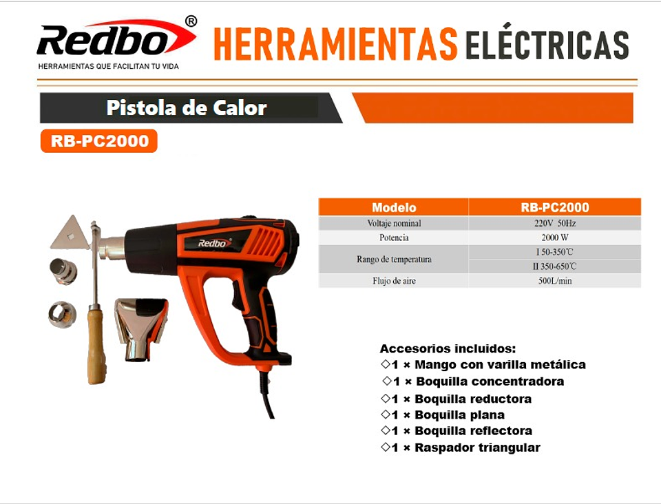 PISTOLA DE CALOR  2000 W 2