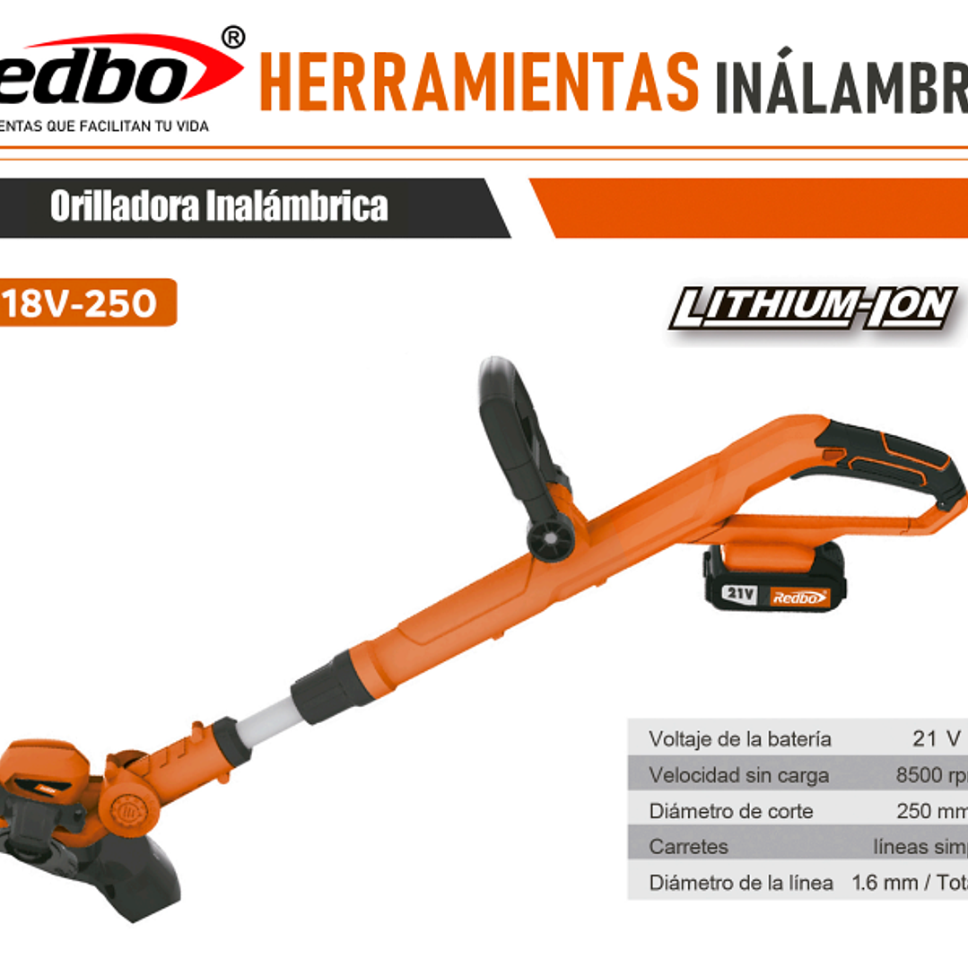 Orilladora Inalámbrica REDBO GT 18V-250 3