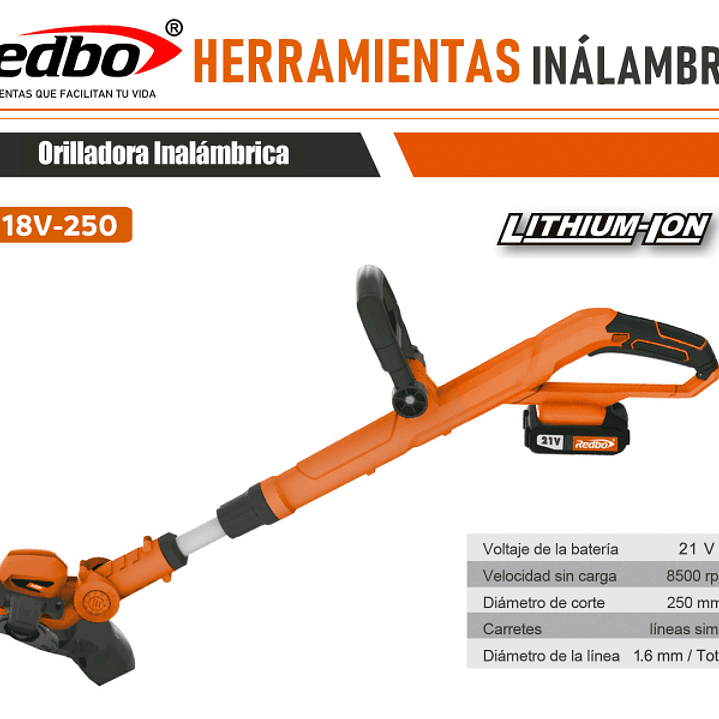Orilladora Inalámbrica REDBO GT 18V-250 3