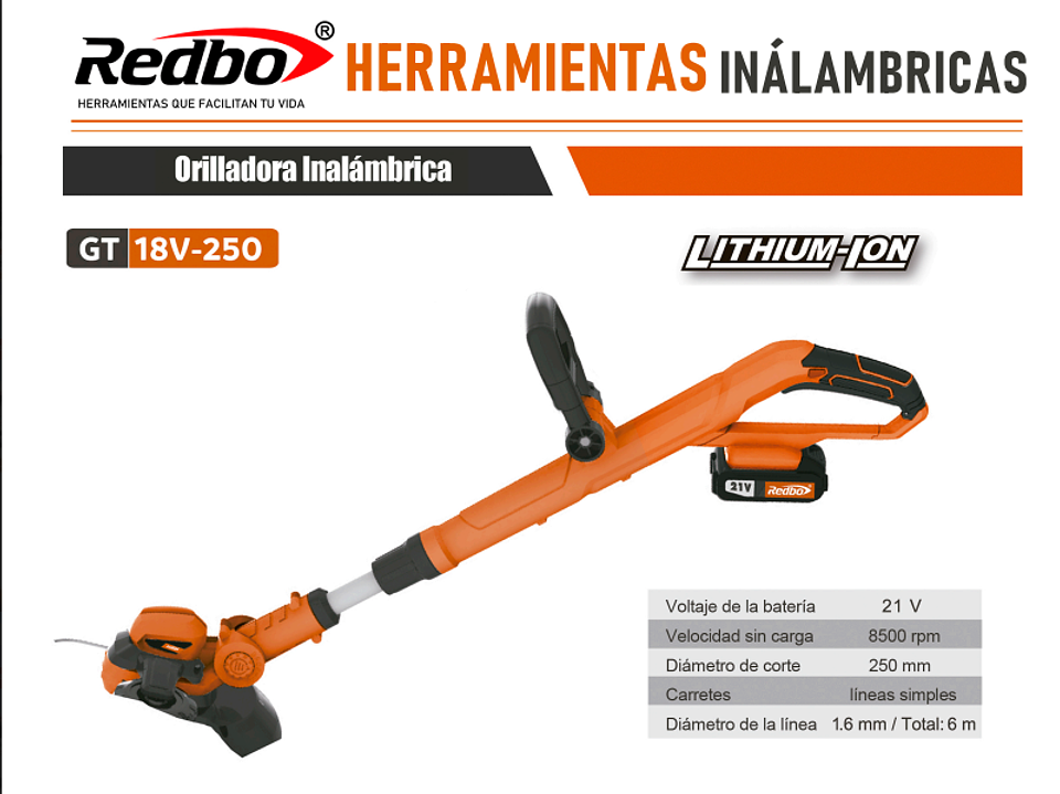 Orilladora Inalámbrica REDBO GT 18V-250 3