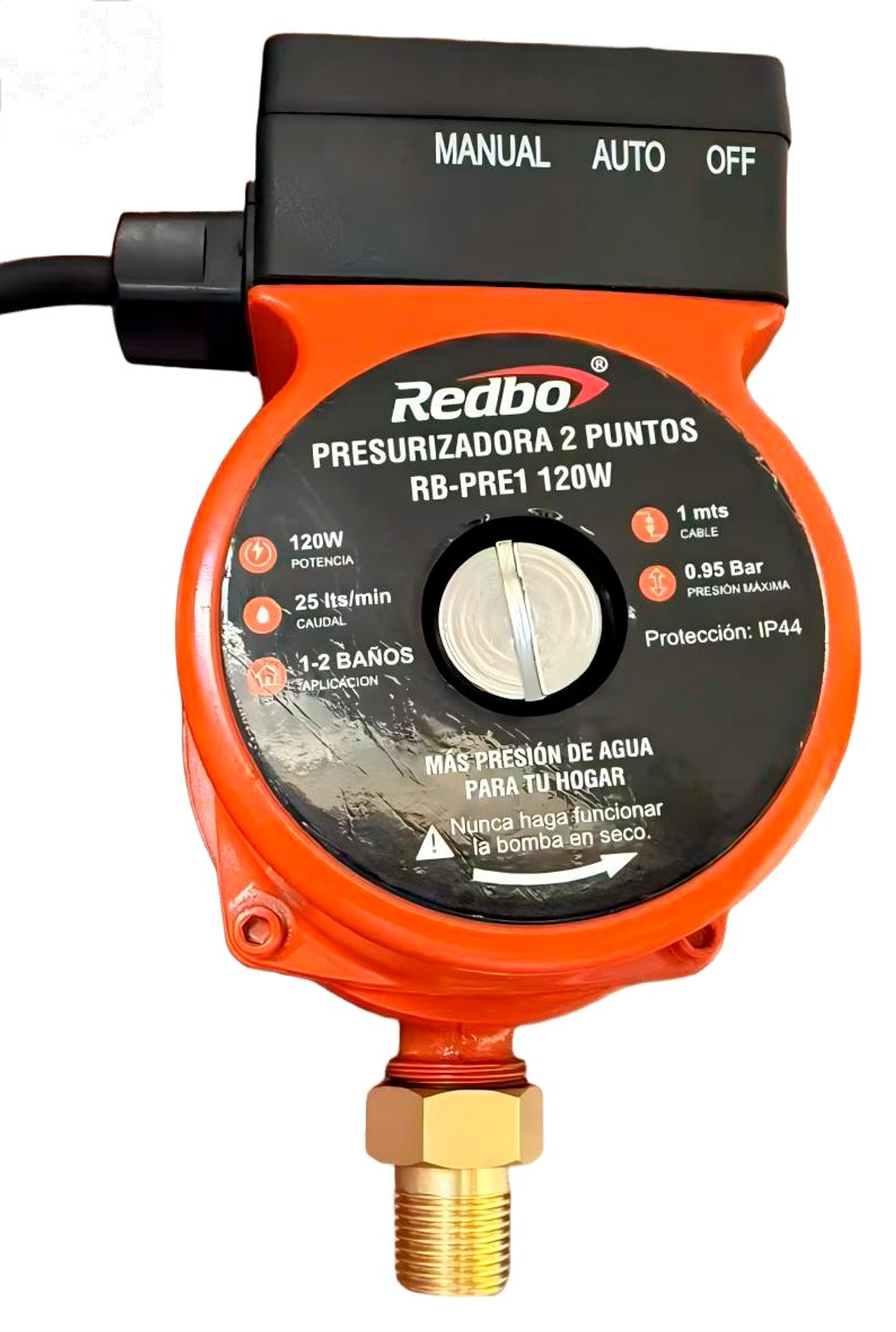 Bomba Presurizadora de Agua Redbo RB-PRE1 120W (Automática, 2 Puntos, 0.95 Bar, 25 L/min) 1
