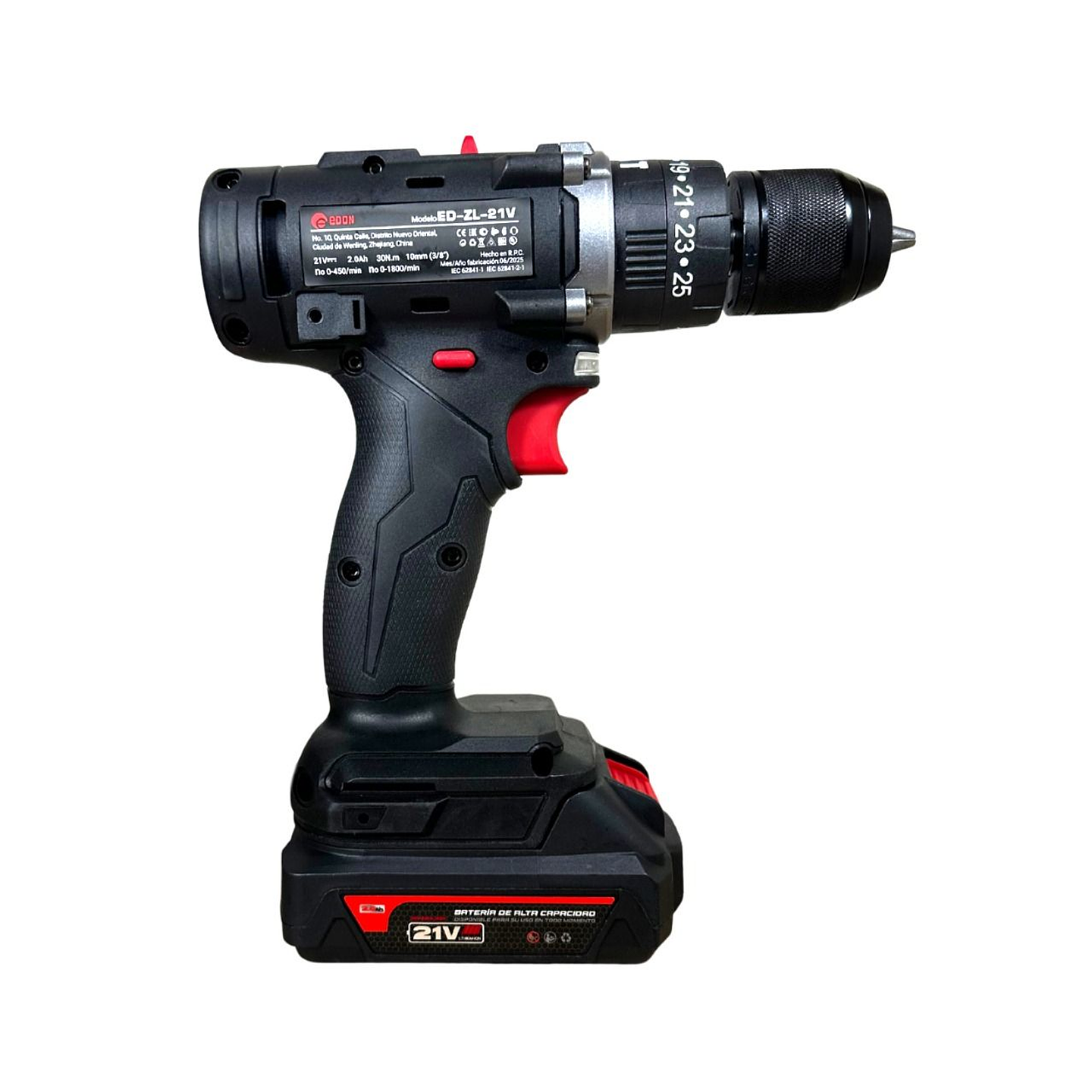 Taladro inalámbrico atornillador Edon 10mm 21V + 2 baterías 3