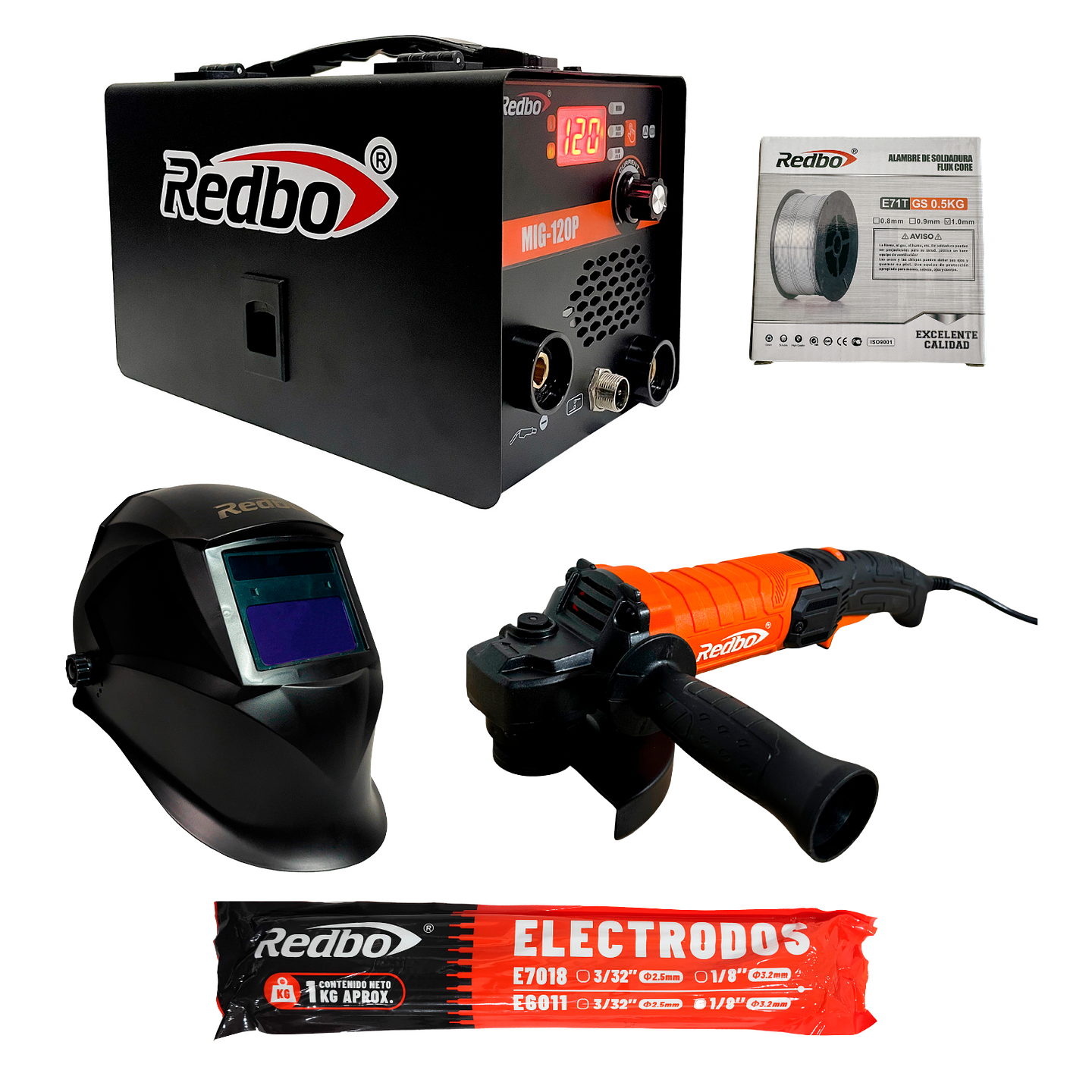 Pack Soldador Full: Soldadora MIG-120P + Esmeril Angular 125mm + Máscara 