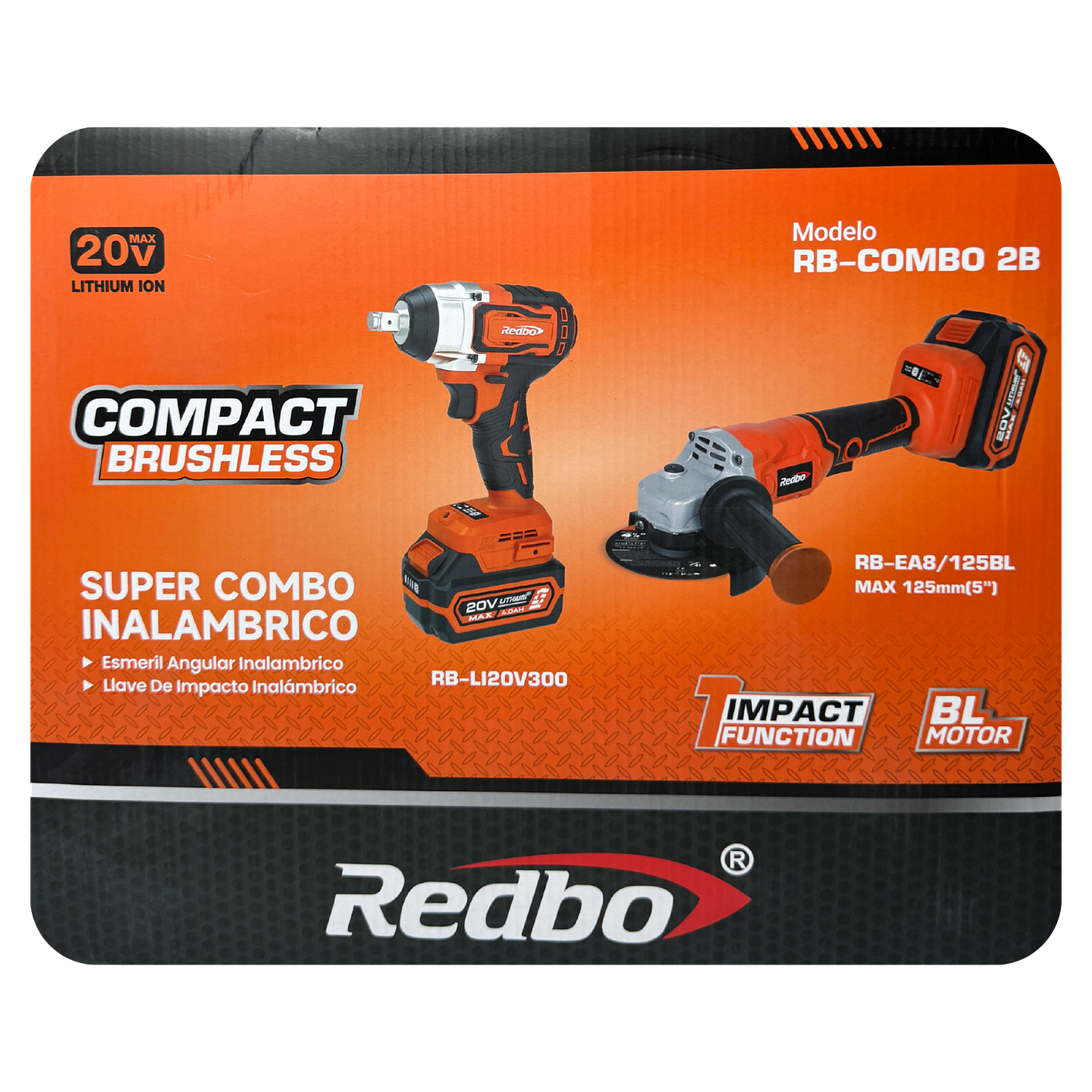 Combo Inalámbrico Brushless Redbo: Llave de Impacto 1/2