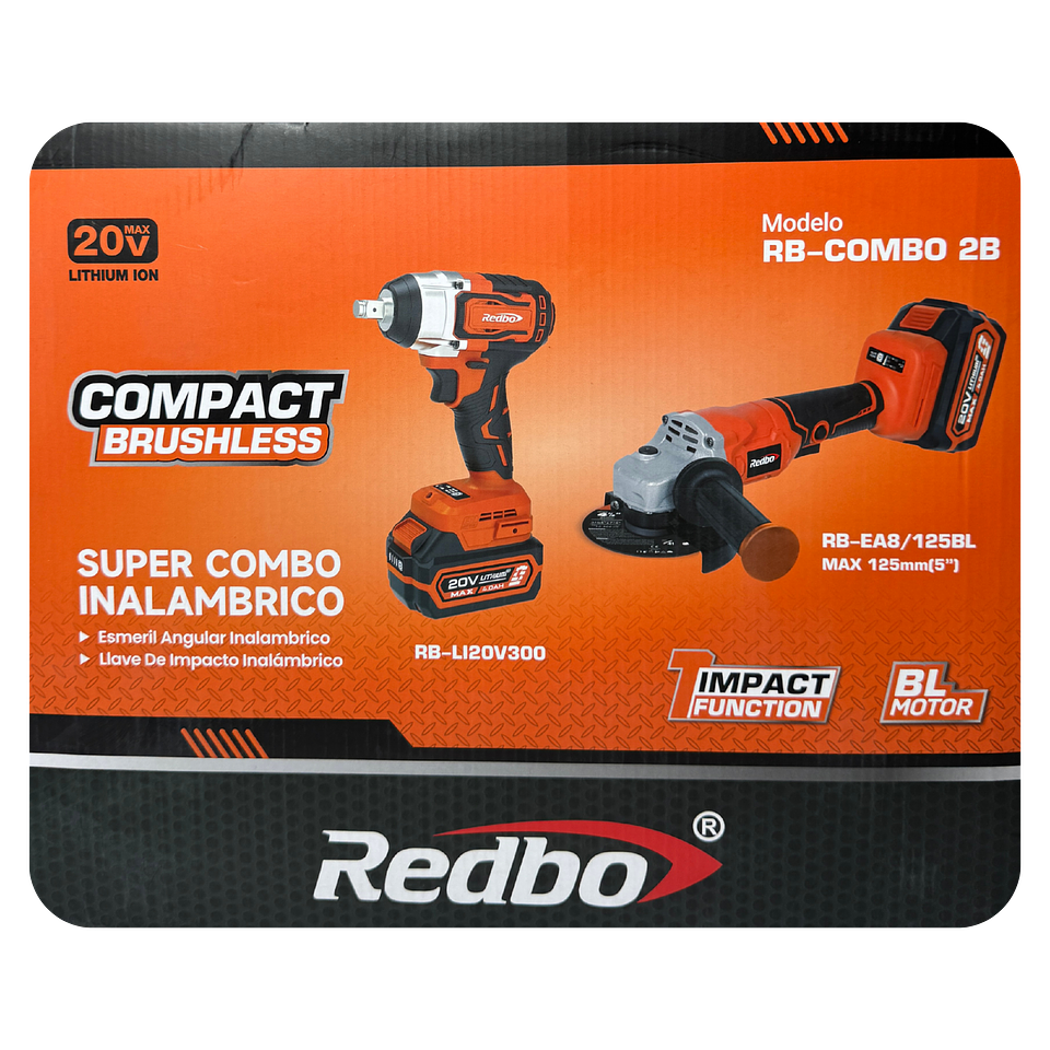 Combo Inalámbrico Brushless Redbo: Llave de Impacto 1/2