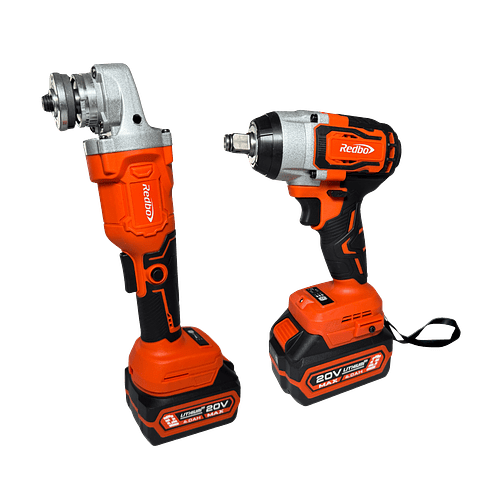 Combo Inalámbrico Brushless Redbo: Llave de Impacto 1/2" + Esmeril Angular 4.5" (20V, 2 Baterías 4.0Ah, Maletín)