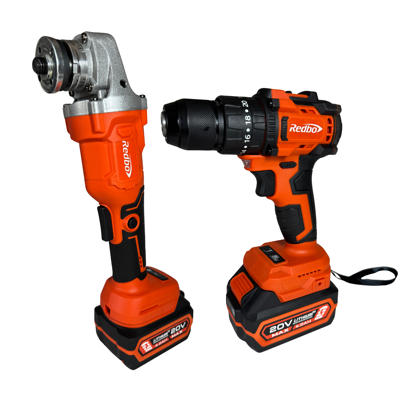 Combo Inalámbrico Brushless Redbo: Taladro Percutor + Esmeril Angular 4.5