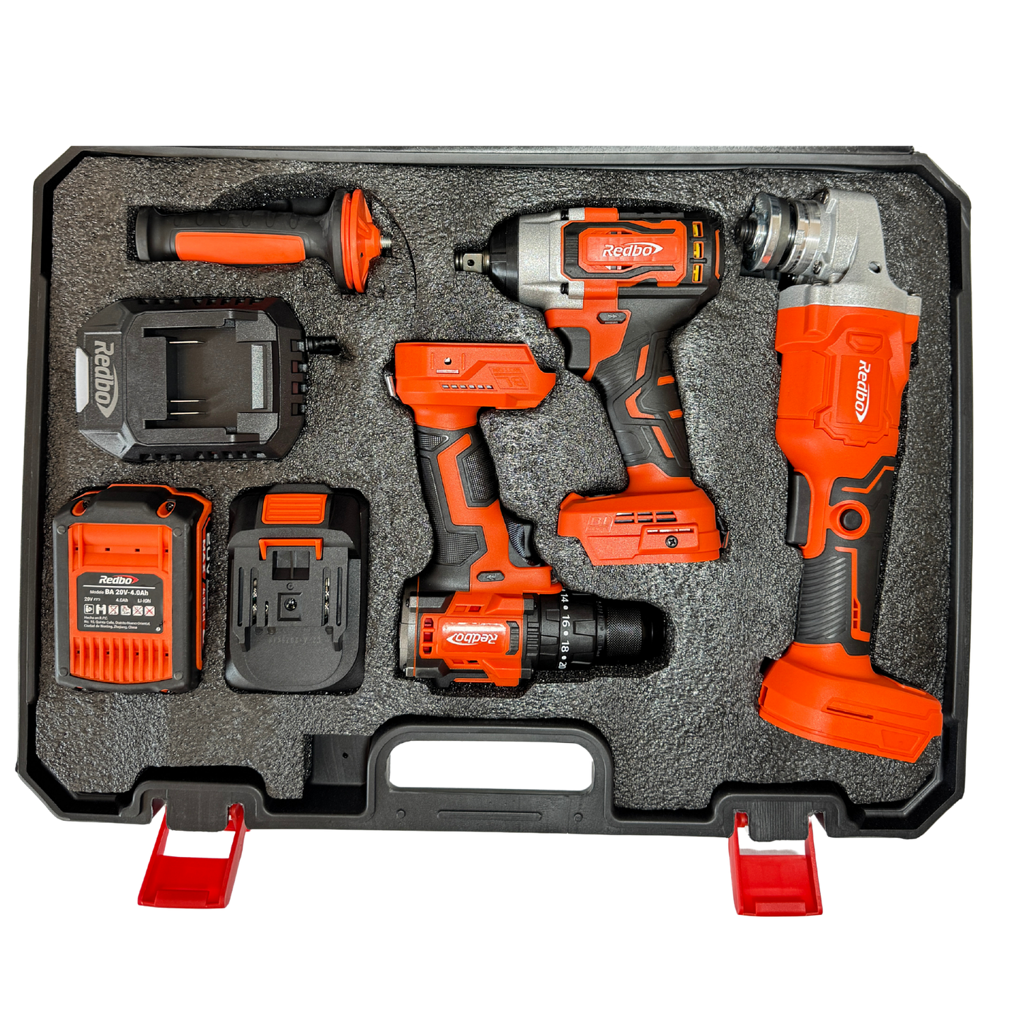 Combo Inalámbrico 3 en 1 Brushless Redbo: Taladro Percutor + Llave de Impacto + Esmeril Angular (20V, 2 Baterías 4.0Ah) 3