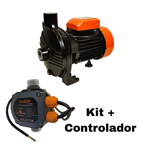 Kit Bomba de Agua Centrífuga Redbo CPM-158 (1.0 HP, 750W, Alto Caudal 5.8 m3/h) + Controlador Presión