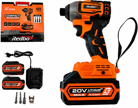 Atornillador / Llave de Impacto Inalámbrica Redbo 20V Brushless (RB-302D) Encastre 1/2" + 2 Baterías 4.0Ah