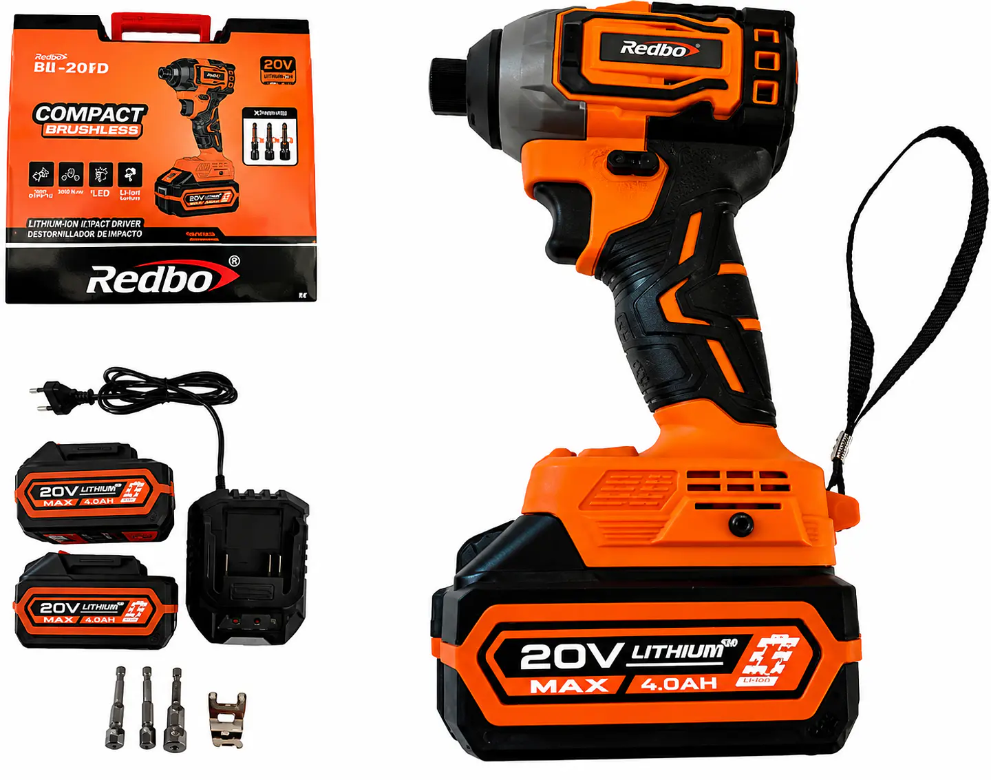 Atornillador / Llave de Impacto Inalámbrica Redbo 20V Brushless (RB-302D) Encastre 1/2