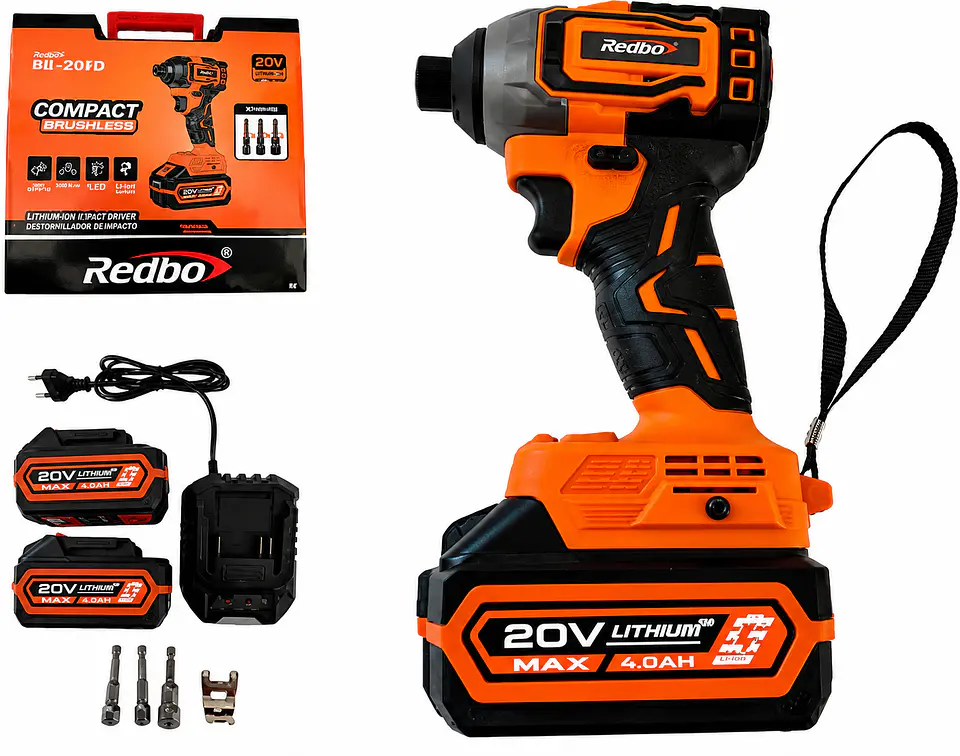 Atornillador / Llave de Impacto Inalámbrica Redbo 20V Brushless (RB-302D) Encastre 1/2
