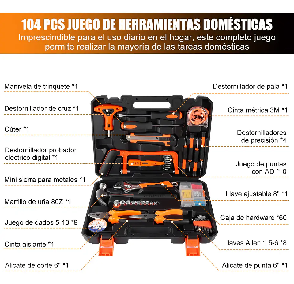 Juego de Herramientas Manuales 82 piezas EDON  4