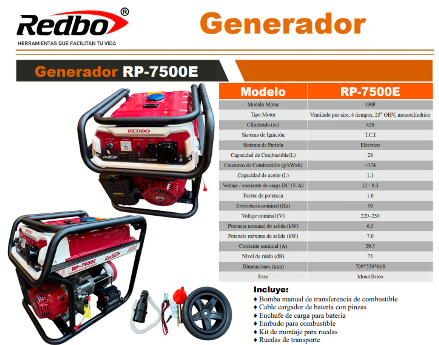 Generador Redbo RP-7500E 2