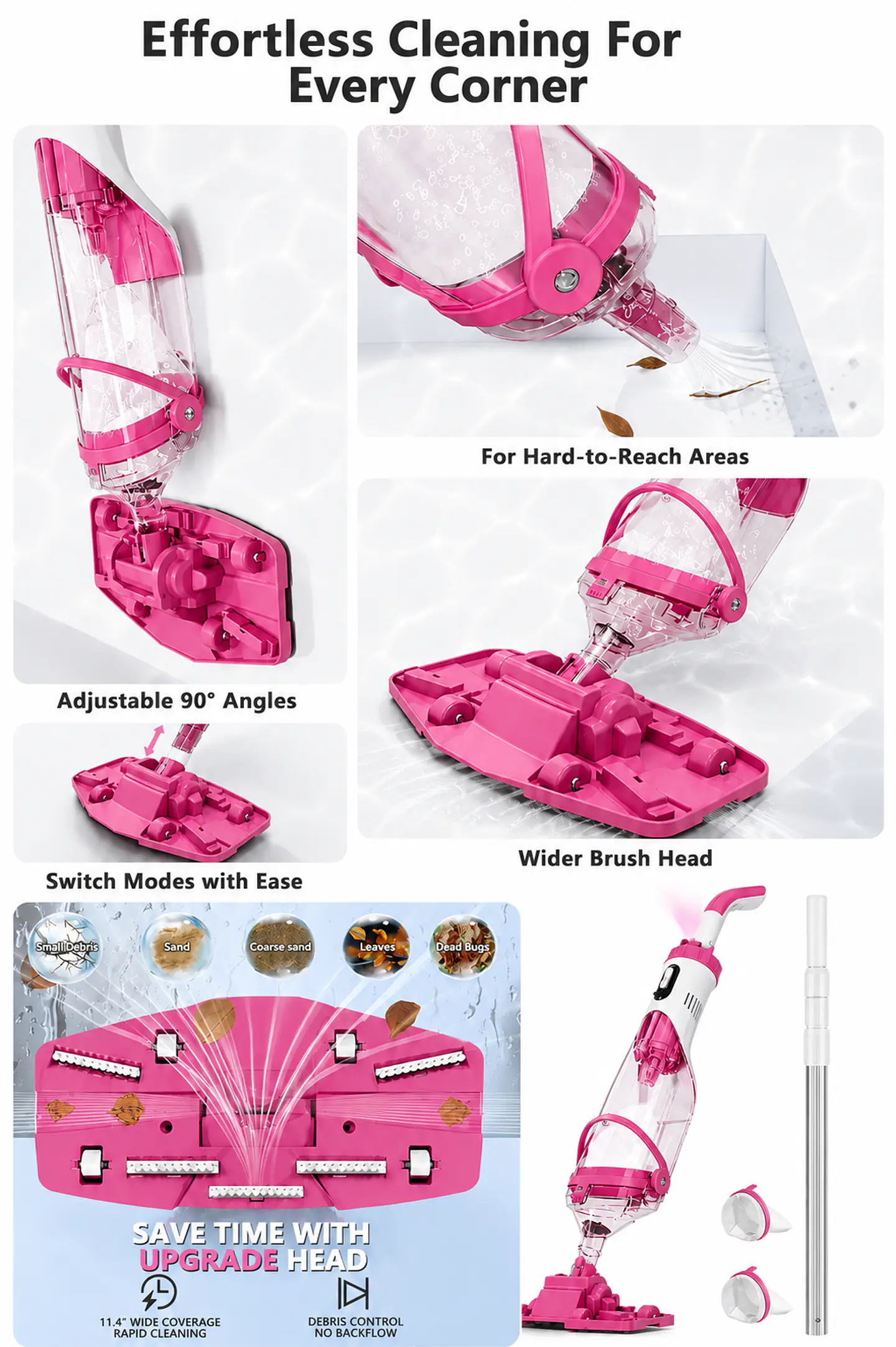 Limpiador de Piscina Inalámbrico REDBO + Poste Telescópico (Para Piscinas y Jacuzzis) 3