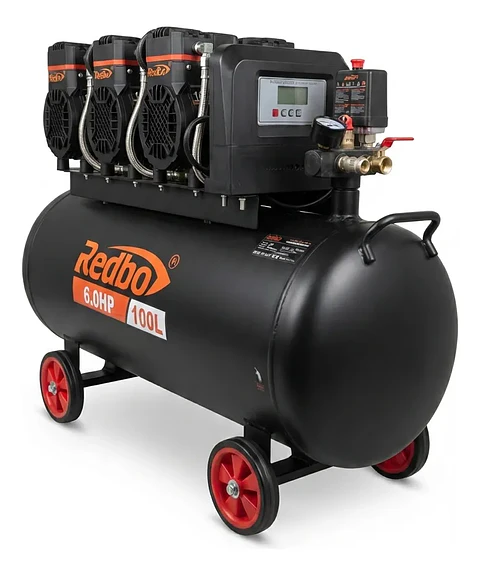 Compresor de Aire Silencioso Redbo ACN-1600*3 "Silent Air 100" (100L, 6.0 HP, Triple Motor)